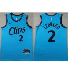 Men Los Angeles Clippers 2 Kawhi Leonard Light Blue 2024 City Edition Stitched Jersey