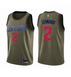 Mens Los Angeles Clippers 2 Kawhi Leonard Swingman Green Salute to Service Basketball Jersey 