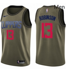 Mens Nike Los Angeles Clippers 13 Jerome Robinson Swingman Green Salute to Service NBA Jersey 