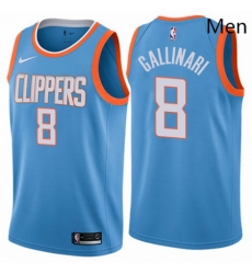 Mens Nike Los Angeles Clippers 8 Danilo Gallinari Authentic Blue NBA Jersey City Edition 