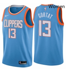 Womens Nike Los Angeles Clippers 13 Marcin Gortat Swingman Blue NBA Jersey City Edition 