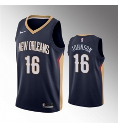 Men New Orleans Pelicans 16 James Johnson Navy Icon Edition Stitched Jersey