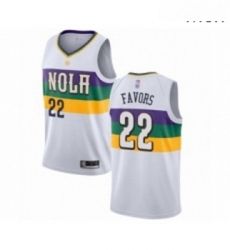 Mens New Orleans Pelicans 22 Derrick Favors Authentic White Basketball Jersey City Edition 