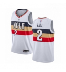 Womens New Orleans Pelicans 2 Lonzo Ball White Swingman Jersey Earned Edition 