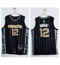 Men Memphis Grizzlies 12 Ja Morant Black 2020 21 City Edition Nike Swingman Jersey