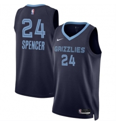 Men Memphis Grizzlies 24 Cam Spencer Navy 2024 Draft Icon Edition Stitched Jersey