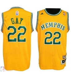 Men RUDY GAY MEMPHIS GRIZZLIES #22 Yellow HARDWOOD CLASSIC JERSEY