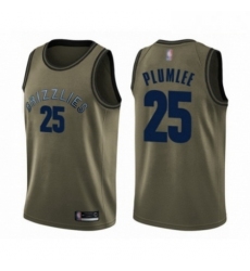 Mens Memphis Grizzlies 25 Miles Plumlee Swingman Green Salute to Service Basketball Jersey 