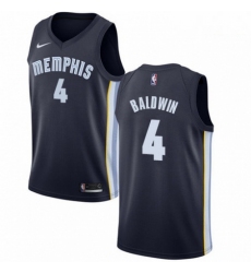 Mens Nike Memphis Grizzlies 4 Wade Baldwin Swingman Navy Blue Road NBA Jersey Icon Edition 