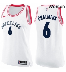 Womens Nike Memphis Grizzlies 6 Mario Chalmers Swingman WhitePink Fashion NBA Jersey 