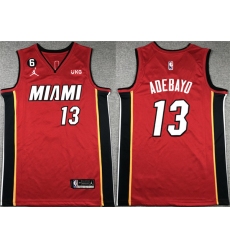 Men Miami Heat 13 Bam Adebayo Red Statement Edition With NO 6 Patch Swingman Stitched Jersey