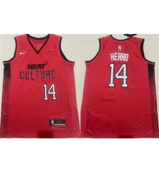 Men Miami Heat 14 Tyler Herro Red 2024 25 City Edition Stitched Basketball Jersey