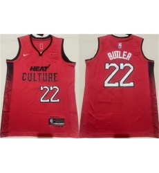 Men Miami Heat 22 Jimmy Butler Red 2024 25 City Edition Stitched Basketball Jersey