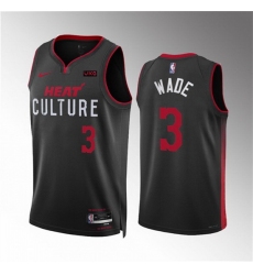 Men Miami Heat 3 Dwyane Wade Black 2023 24 City Edition Stitched Basketball Jersey 688