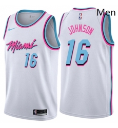 Mens Nike Miami Heat 16 James Johnson Authentic White NBA Jersey City Edition