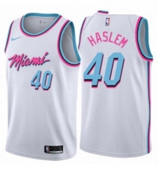 Youth Nike Miami Heat 40 Udonis Haslem Swingman White NBA Jersey City Edition