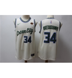 Bucks 34 Giannis Antetokounmpo Cream 2019 20 City Edition Nike Swingman Jersey