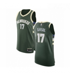 Mens Milwaukee Bucks 17 Pau Gasol Authentic Green Basketball Jersey Icon Edition 