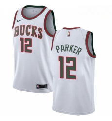 Mens Nike Milwaukee Bucks 12 Jabari Parker Swingman White Fashion Hardwood Classics NBA Jersey