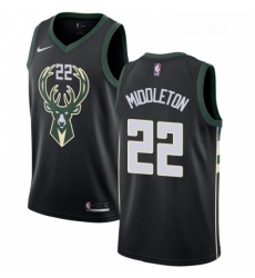 Womens Adidas Milwaukee Bucks 22 Khris Middleton Authentic Black Alternate NBA Jersey Statement Edition 