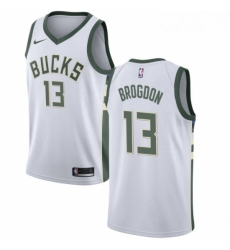 Womens Nike Milwaukee Bucks 13 Malcolm Brogdon Authentic White Home NBA Jersey Association Edition 