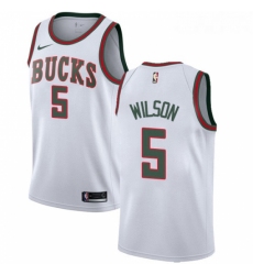 Womens Nike Milwaukee Bucks 5 D J Wilson Authentic White Fashion Hardwood Classics NBA Jersey 