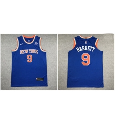 Knicks 9 R J  Barrett Blue Nike Authentic Jersey