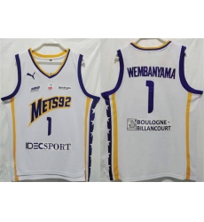 Men Boulogne Levallois Metropolitans 92 1 Victor Wembanyama White Stitched Jersey