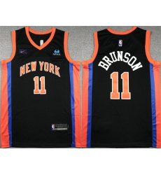 Men New Yok Knicks 11 Jalen Brunson Black Stitched Basketball Jersey