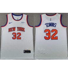 Men New Yok Knicks 32 Karl Anthony Towns White 2024 Association Edition Stitched Basketball Jersey