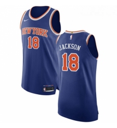 Mens Nike New York Knicks 18 Phil Jackson Authentic Royal Blue NBA Jersey Icon Edition