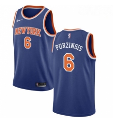 Mens Nike New York Knicks 6 Kristaps Porzingis Swingman Royal Blue NBA Jersey Icon Edition 