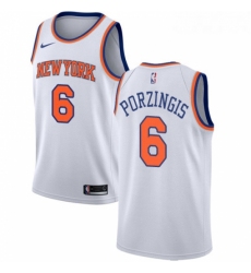 Womens Nike New York Knicks 6 Kristaps Porzingis Swingman White NBA Jersey Association Edition 