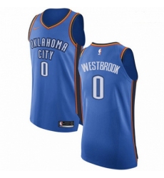 Mens Nike Oklahoma City Thunder 0 Russell Westbrook Authentic Royal Blue Road NBA Jersey Icon Edition