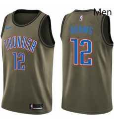 Mens Nike Oklahoma City Thunder 12 Steven Adams Swingman Green Salute to Service NBA Jersey