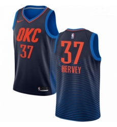 Mens Nike Oklahoma City Thunder 37 Kevin Hervey Swingman Navy Blue NBA Jersey Statement Edition 