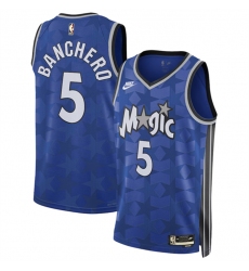 Men Orlando Magic 5 Paolo Banchero Blue 2023 24 Classic Edition Stitched Basketball Jersey