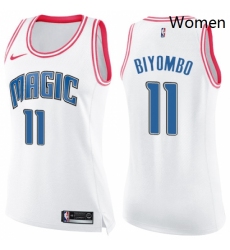 Womens Nike Orlando Magic 11 Bismack Biyombo Swingman WhitePink Fashion NBA Jersey