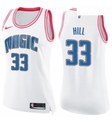 Womens Nike Orlando Magic 33 Grant Hill Swingman WhitePink Fashion NBA Jersey