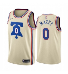 Men Philadelphia 76ers 0 Tyrese Maxey Cream NBA Swingman 2020 21 Earned Edition Jersey