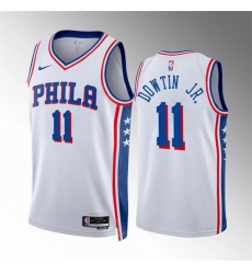 Men Philadelphia 76ers 11 Jeff Dowtin Jr White Association Edition Stitched Jersey