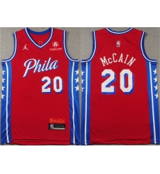 Men Philadelphia 76ers 20 Jared McCain Red Statement Edition Stitched Jersey