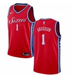 Mens Nike Philadelphia 76ers 1 Justin Anderson Swingman Red Alternate NBA Jersey Statement Edition