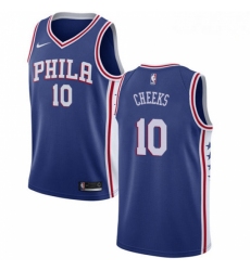 Mens Nike Philadelphia 76ers 10 Maurice Cheeks Swingman Blue Road NBA Jersey Icon Edition