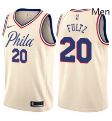 Mens Nike Philadelphia 76ers 20 Markelle Fultz Authentic Cream NBA Jersey City Edition