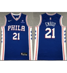 Men's Philadelphia 76ers #21 Joel Embiid Royal 75th Anniversary Icon Edition Swingman Stitched Jersey