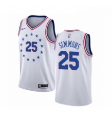 Womens Nike Philadelphia 76ers 25 Ben Simmons White Swingman Jersey Earned Edition