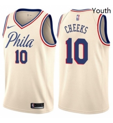 Youth Nike Philadelphia 76ers 10 Maurice Cheeks Swingman Cream NBA Jersey City Edition