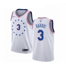 Youth Nike Philadelphia 76ers 3 Dana Barros White Swingman Jersey Earned Edition