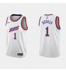 Men Phoenix Suns 1 Devin Booker White Association Edition Stitched Jersey